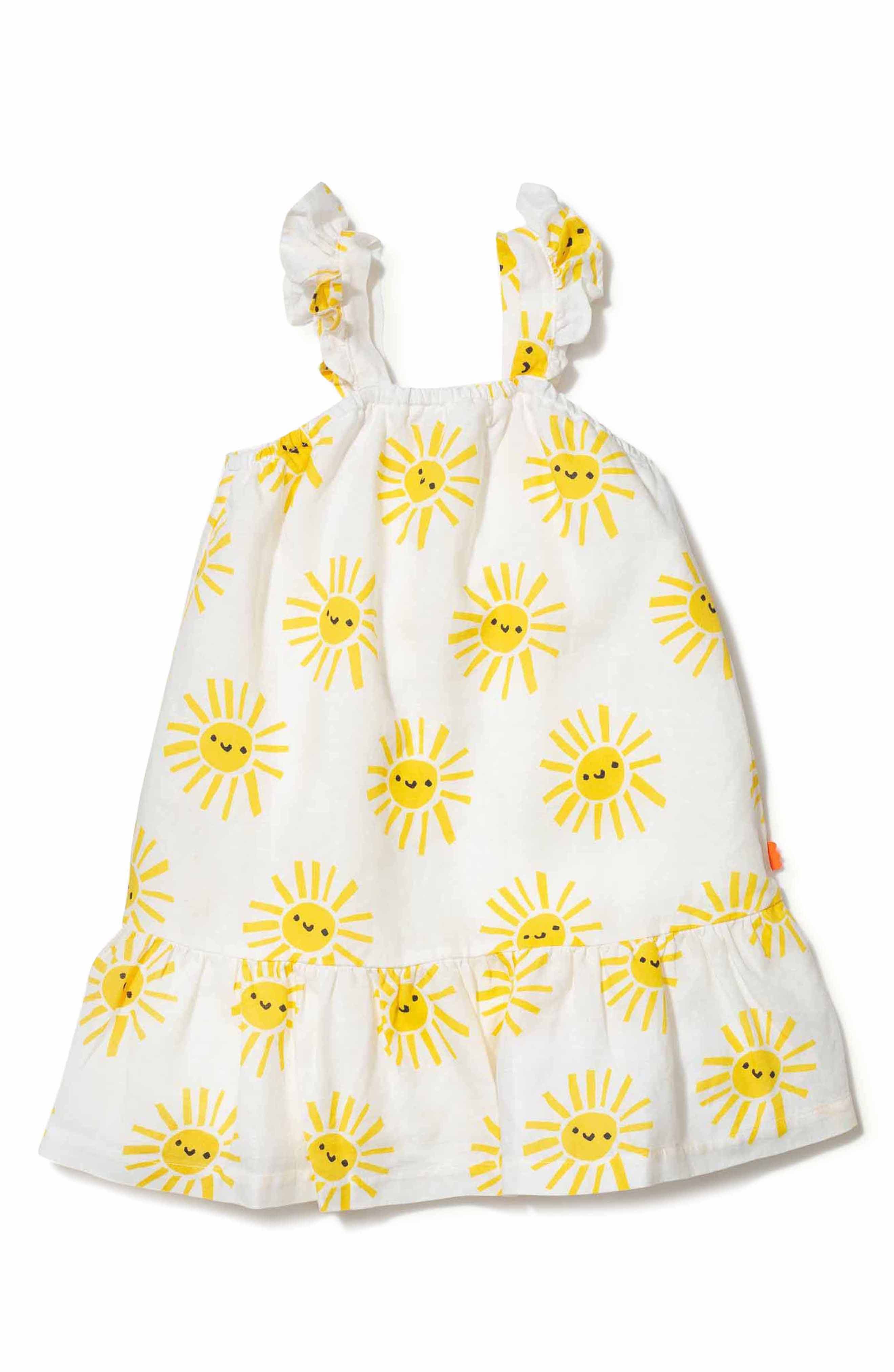 Mon Coeur Kids' Sun Print Linen & Cotton Sundress