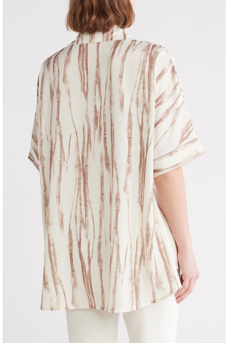 Patterned High-Low Button-Up Shirt, Alternate, color, BEIGE
