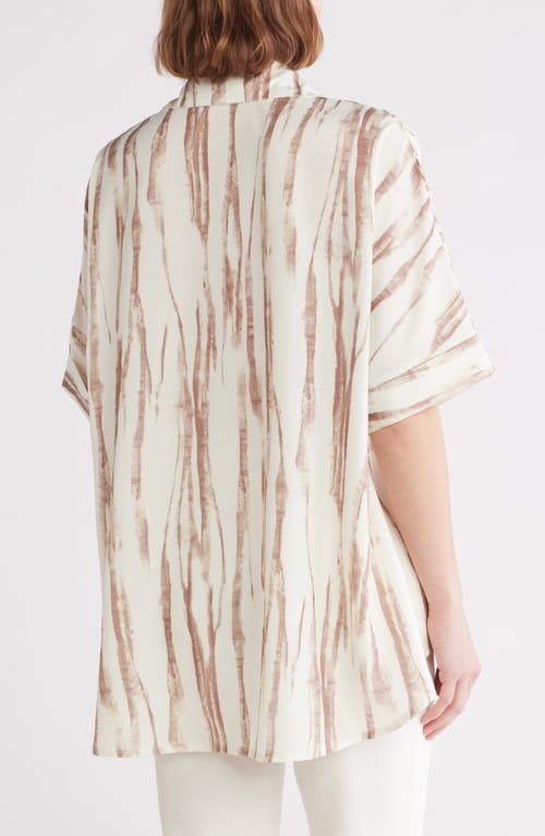 Patrizia Luca Patterned High-low Button-up Shirt In Beige