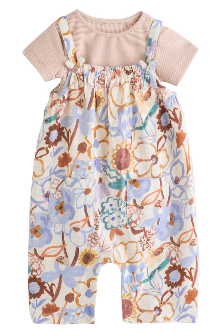 Floral Frill T-Shirt & Romper Set, Main, color, PURPLE
