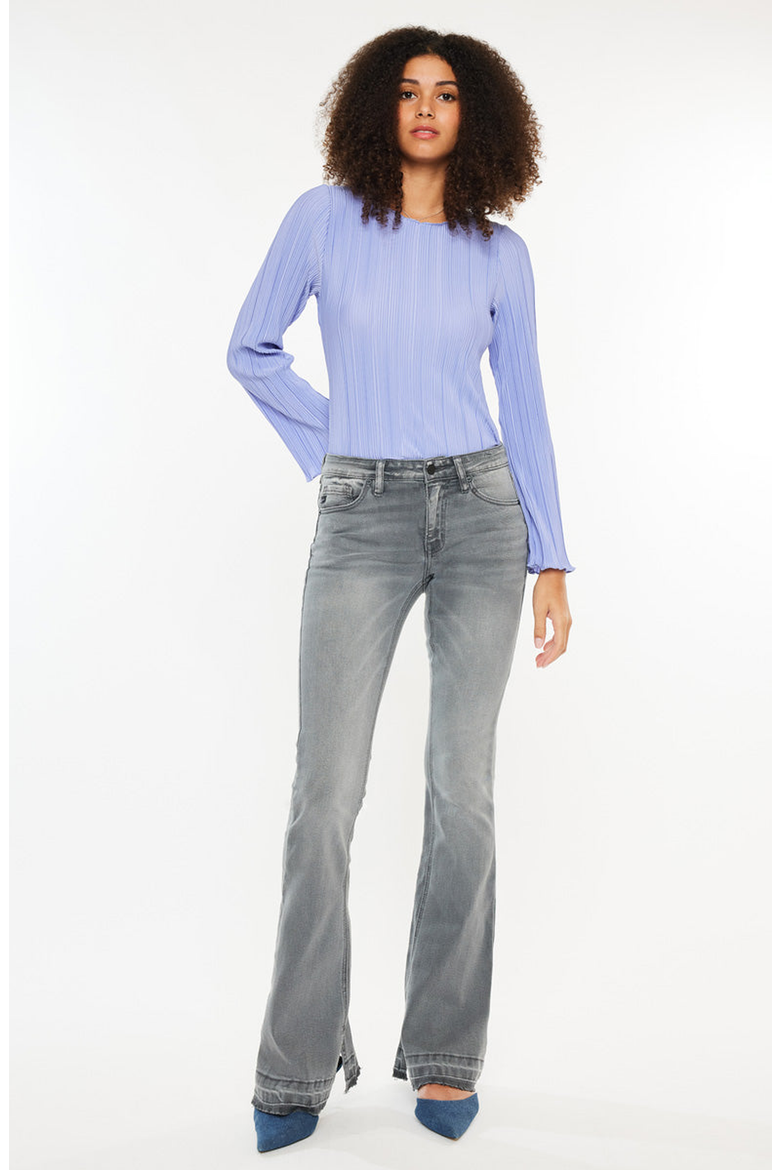 Heidi Mid Rise Flare Jeans, Alternate, color, Light Gray
