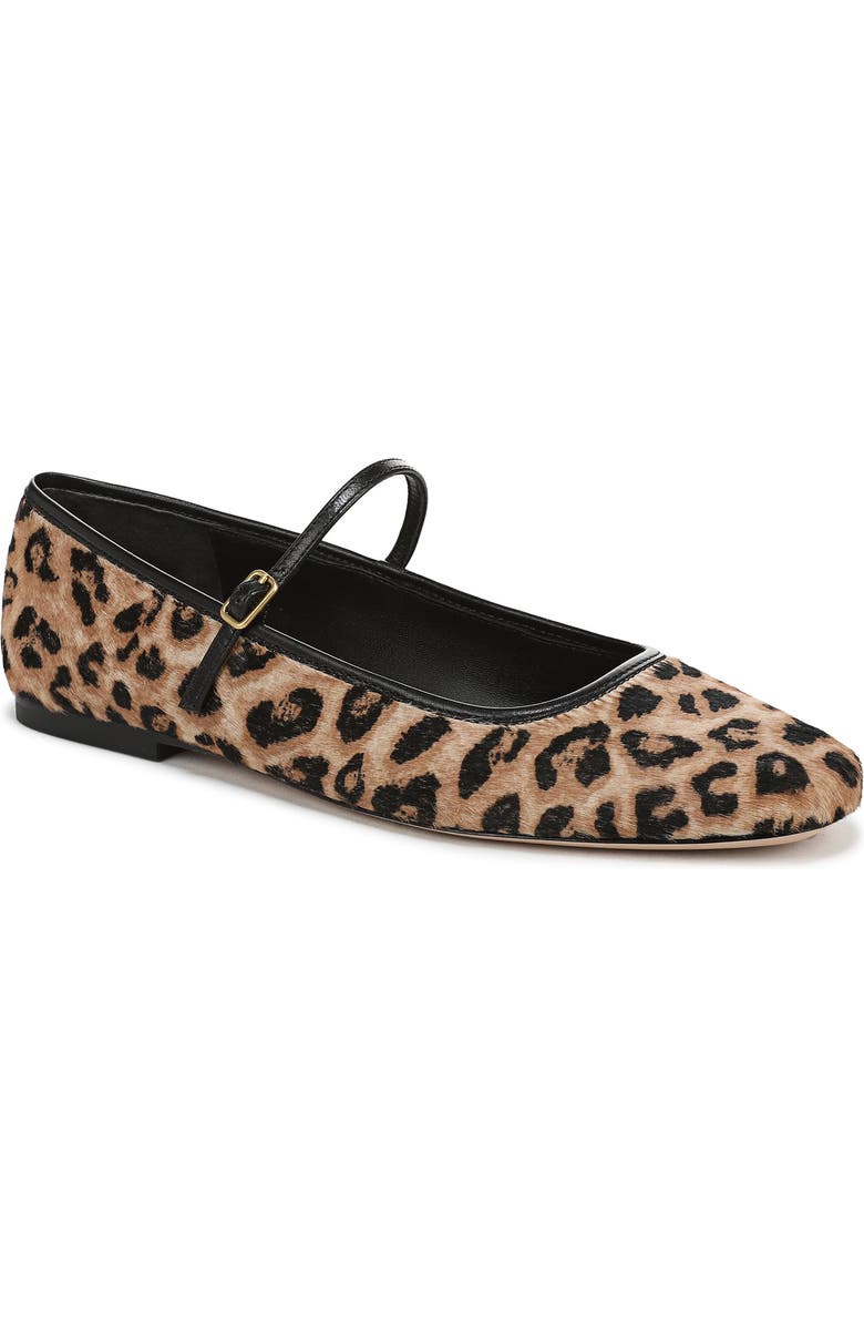 Veronica Beard Ellie Genuine Calf Hair Mary Jane Flat, Main, color, Leopard/ Black