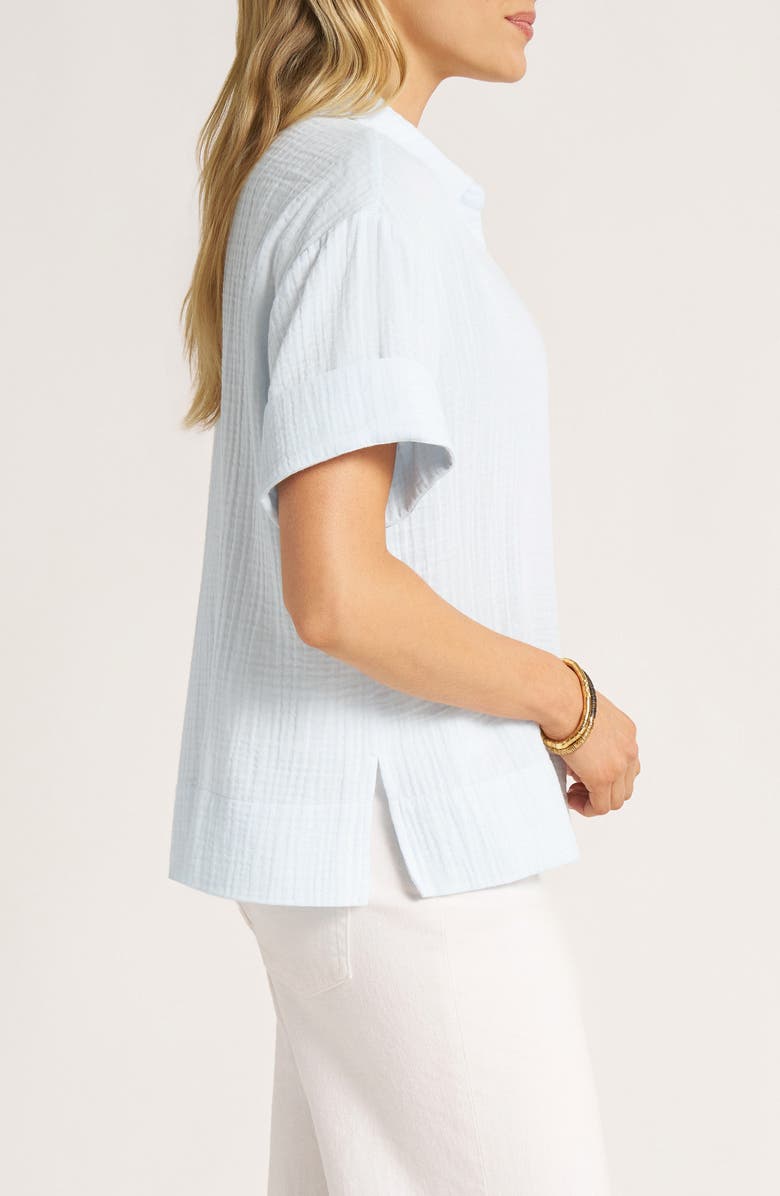 matty m. Adrienne Gauze Polo Top, Alternate, color, Sky