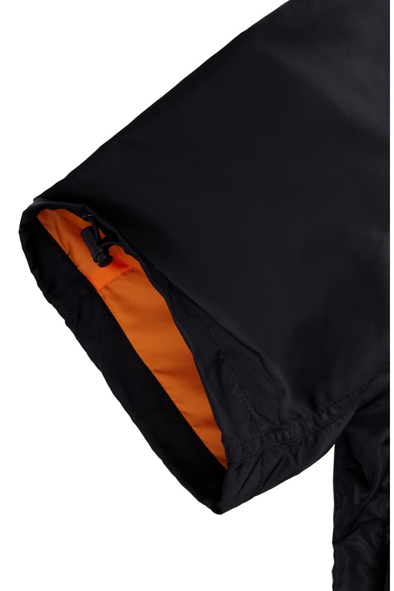 Short Sleeve Zip-Up Satin Flight Jacket, Alternate, color, BLACK