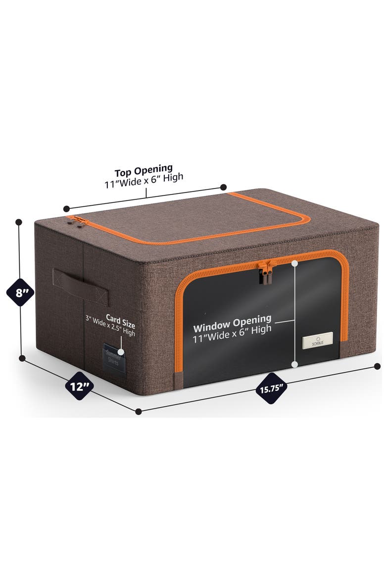 4-Pack Foldable Storage Boxes, Alternate, color, BROWN