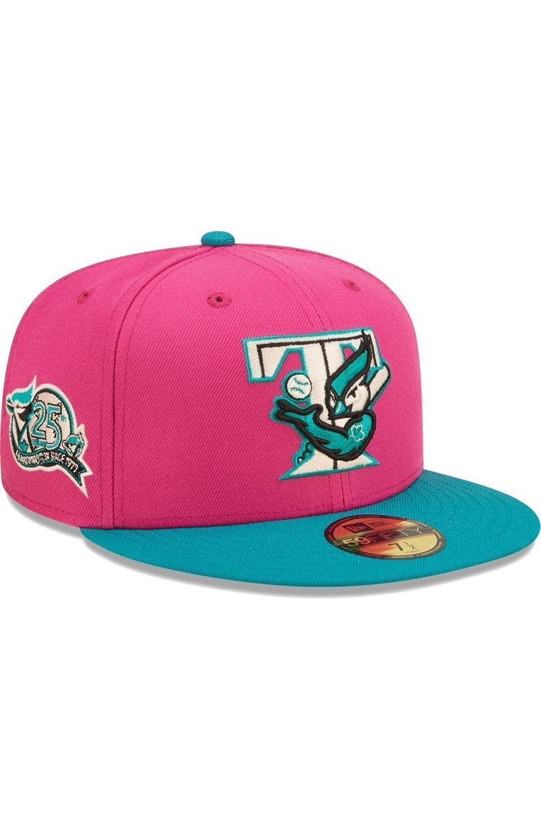 New Era Men's New Era Pink/Green Toronto Blue Jays Cooperstown Collection 25th Anniversary Passion Forest 59FIFTY Fitted Hat, Main, color, 