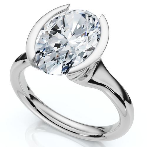 Bliss Diamond Certified Terresa 3ct Oval Diamond Engagement Half Bezel Ring In Brown