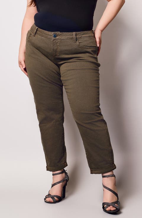 Mid Rise Ankle Boyfriend Jeans (Forest) (Plus)