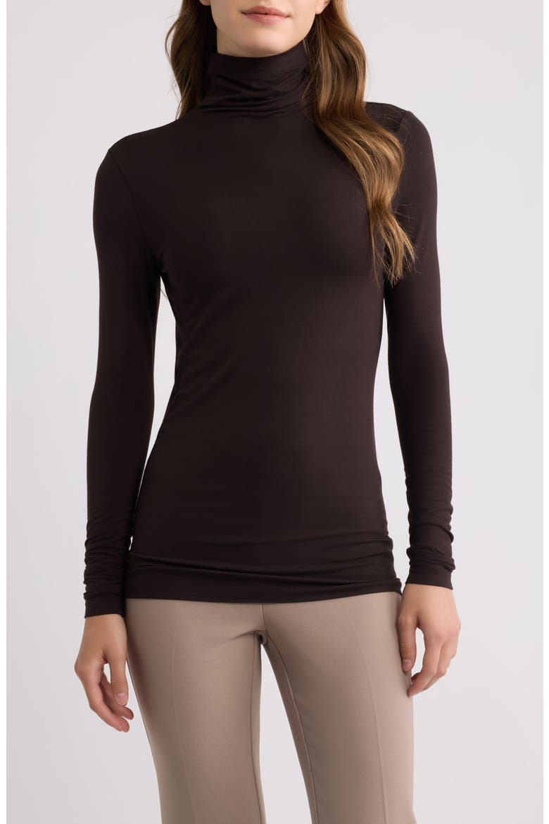 Turtleneck Seamless Top, Main, color, DEEP MAHOGANY