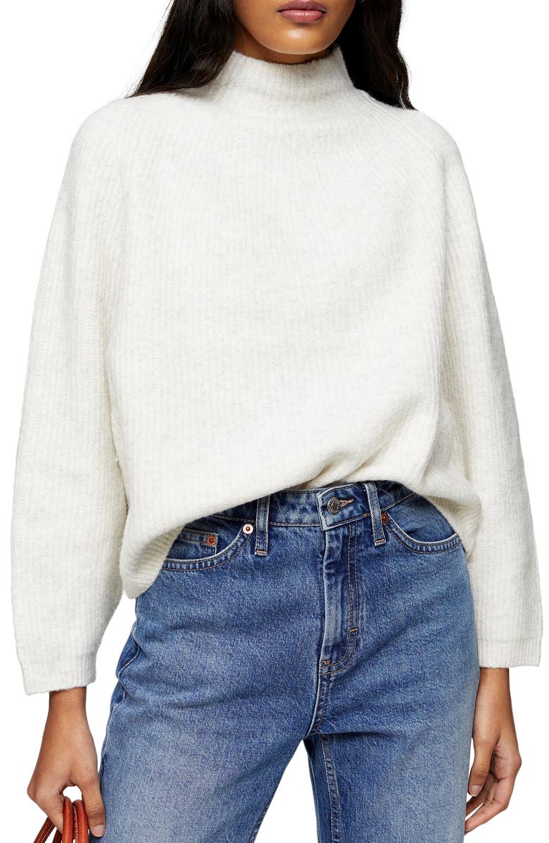 Topshop Funnel Neck Sweater, Main, color, 