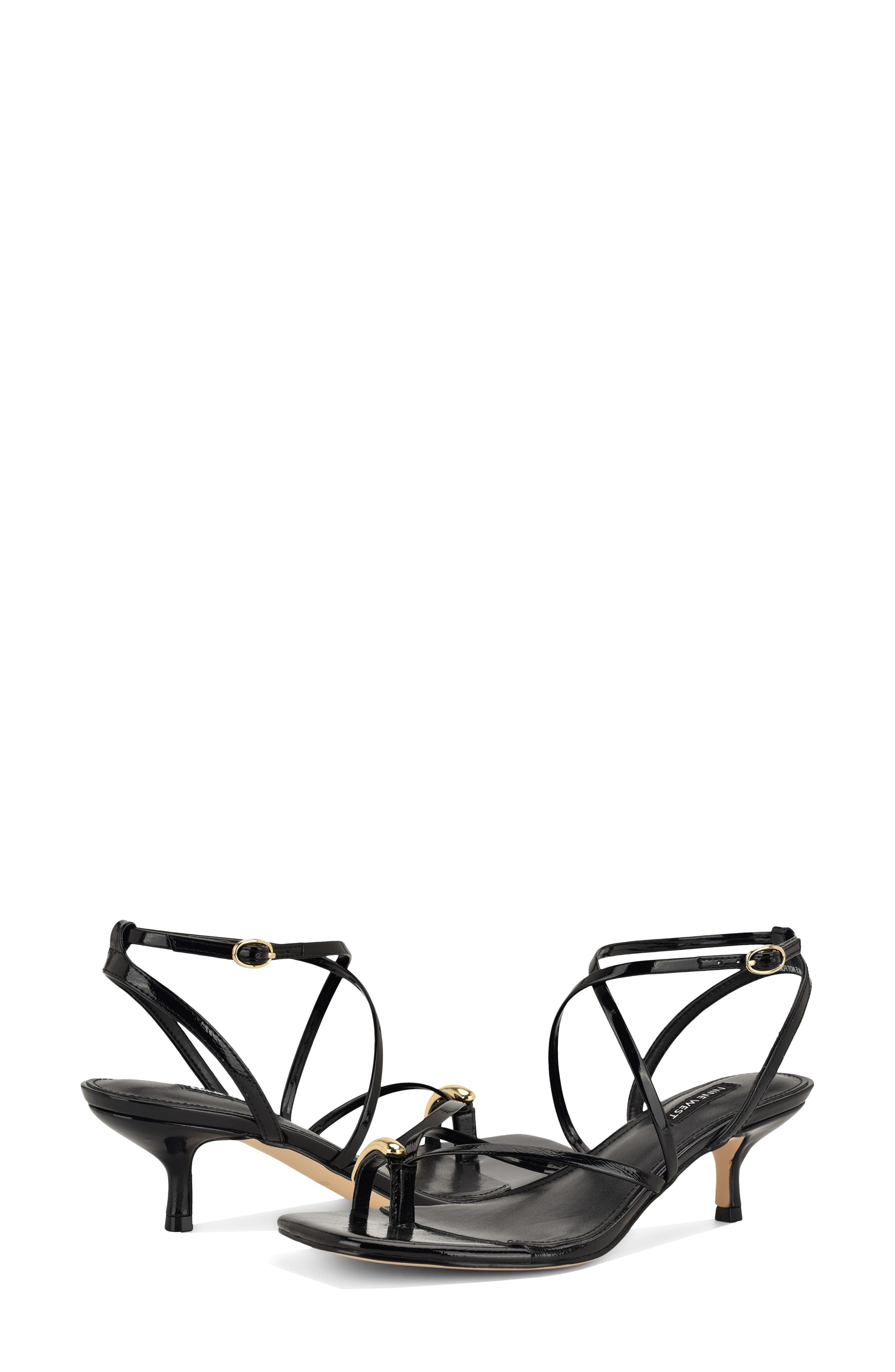 Nine West Mays Ankle Strap Sandal, Alternate, color, Black