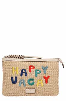 Tommy Bahama Raffia Top Embroidered Clutch