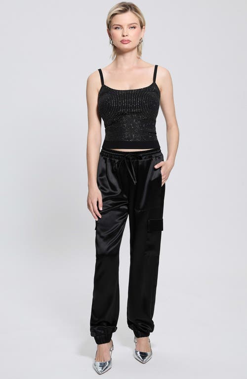 Guess Khloe Rhinestone Sweater Tank In Jet Black