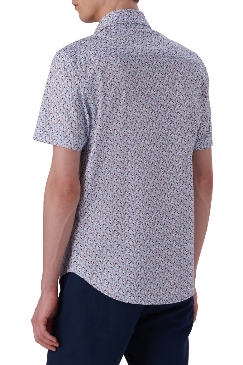 Miles OoohCotton® Confetti Print Short Sleeve Button-Up Shirt, Alternate, color, ICE BLUE