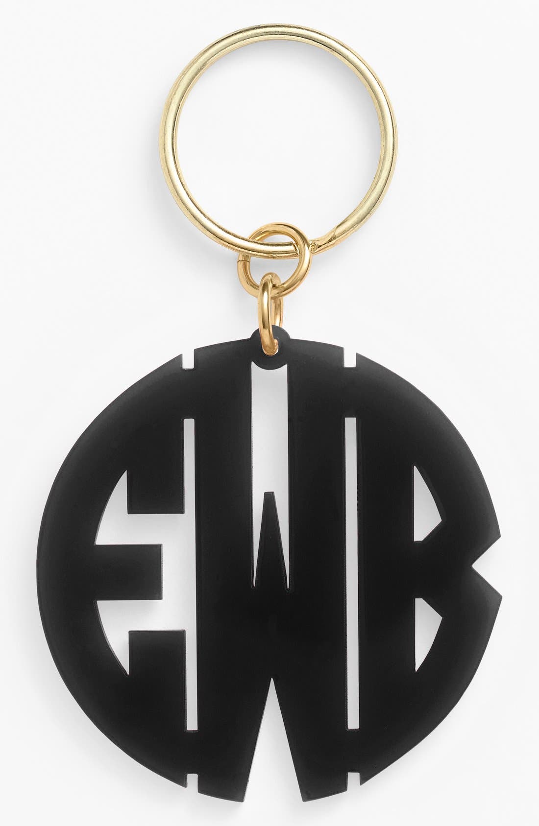 Personalized Monogram Key Chain, Main, color, BLACK