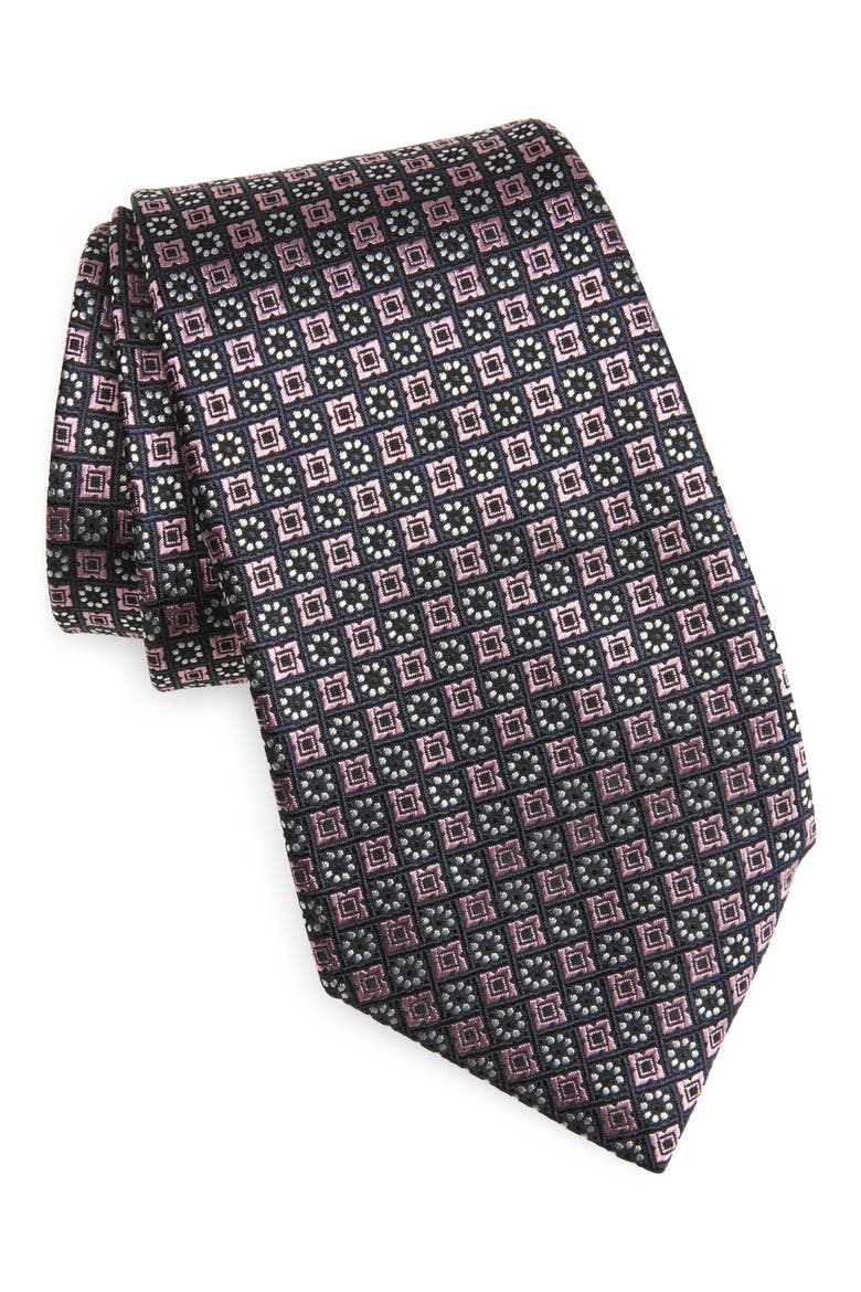 Cinque Pieghe Silk Jacquard Tie, Main, color, PINK