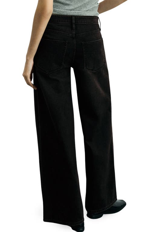 Mango Low Waist Wideleg Jeans Black Denim In Black Denim