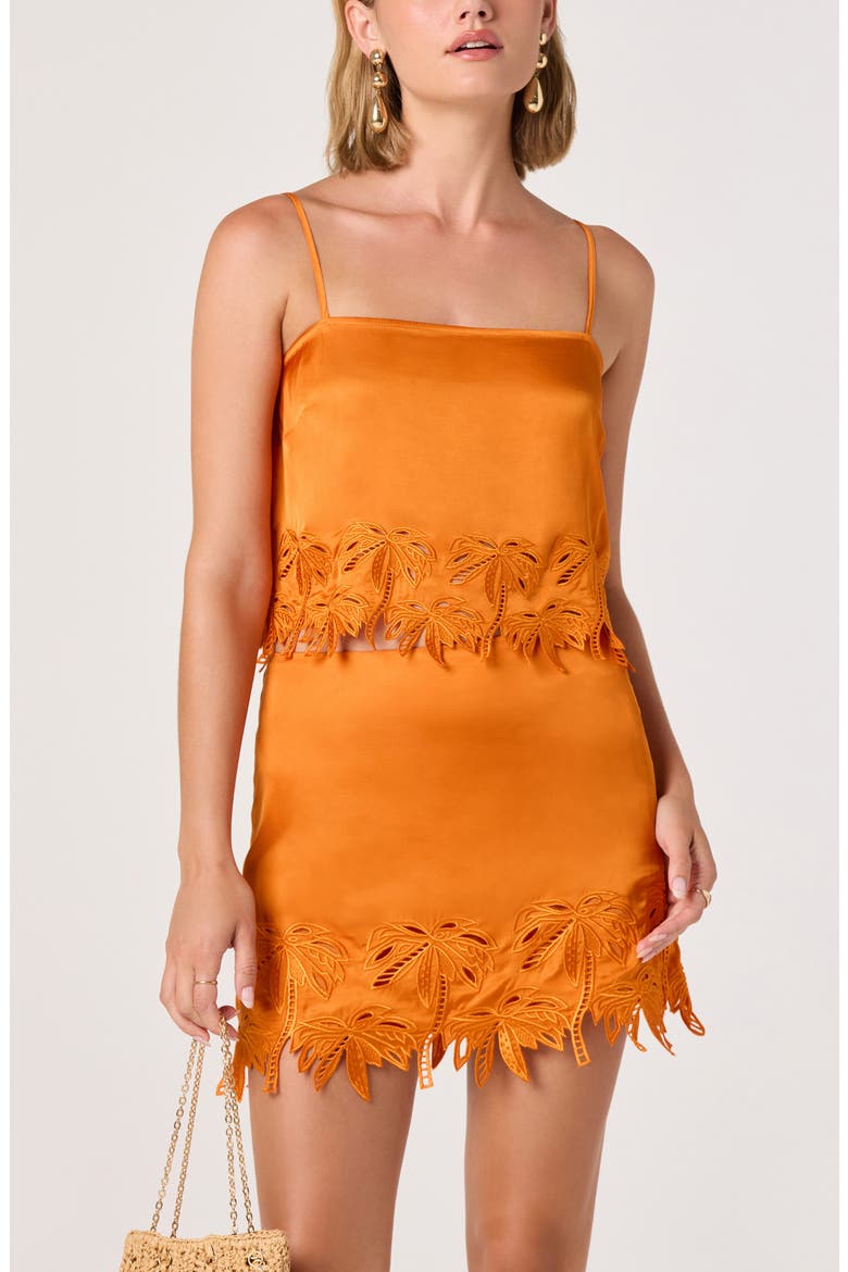 Dawn Lace Detail Matte Satin Miniskirt, Alternate, color, SUNSET