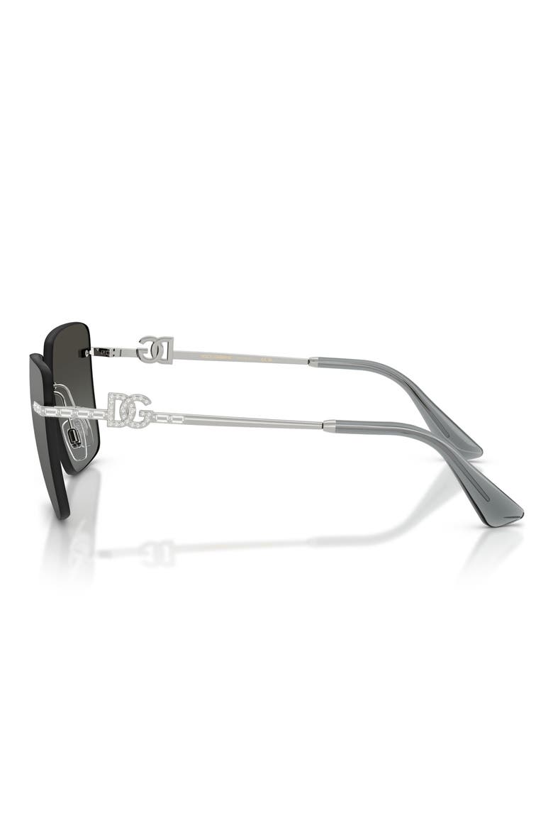 59mm Rimless Square Sunglasses, Alternate, color, SILVER / GREY MIRROR SILVER