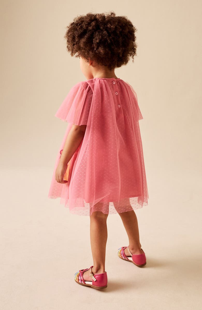 NEXT Kids' Butterfly Appliqué Mesh Party Dress, Alternate, color, Coral Butterfly