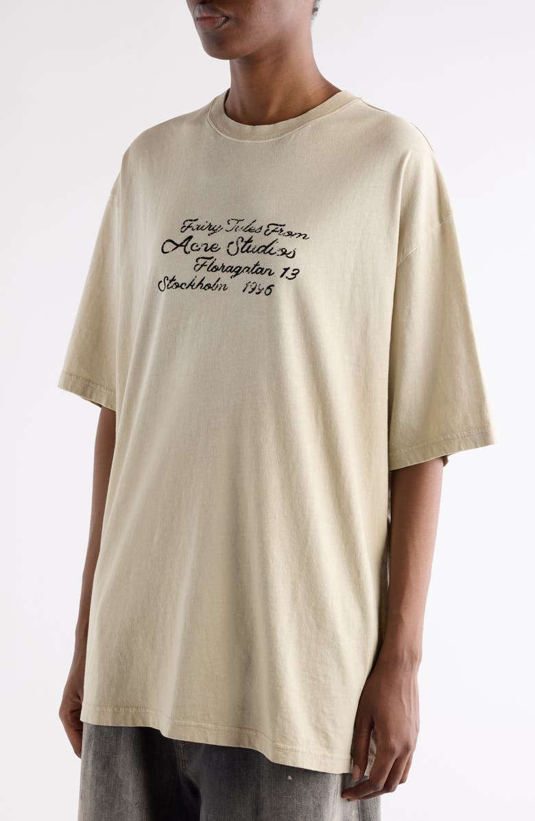 Acne Studios Edra Fairy Tale Logo Graphic T-Shirt, Alternate, color, Oat Beige