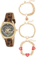 True Religion Crystal Faux Leather Strap Watch & Bracelets Set, 34mm