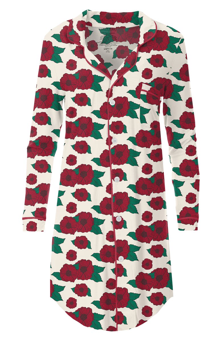 KicKee Pants Floral Long Sleeve Nightshirt, Alternate, color, 