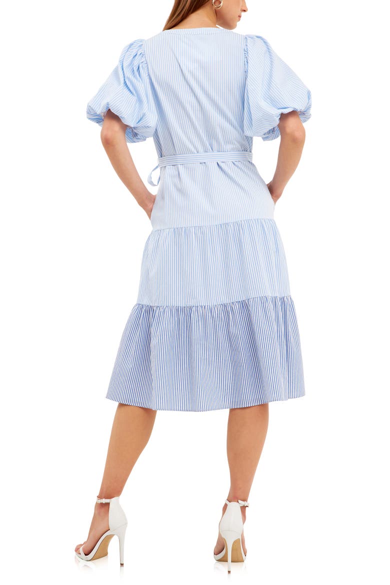 Stripe Puff Sleeve Dress, Alternate, color, BLUE