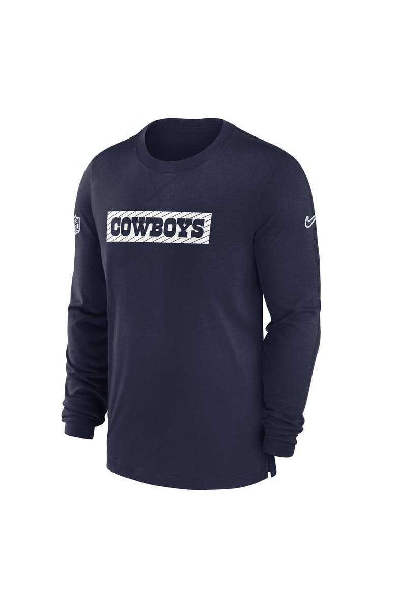 Nike Men's Nike Navy Dallas Cowboys 2024/25 Sideline Player Tri-Blend Performance Long Sleeve T-Shirt, Alternate, color, Navy