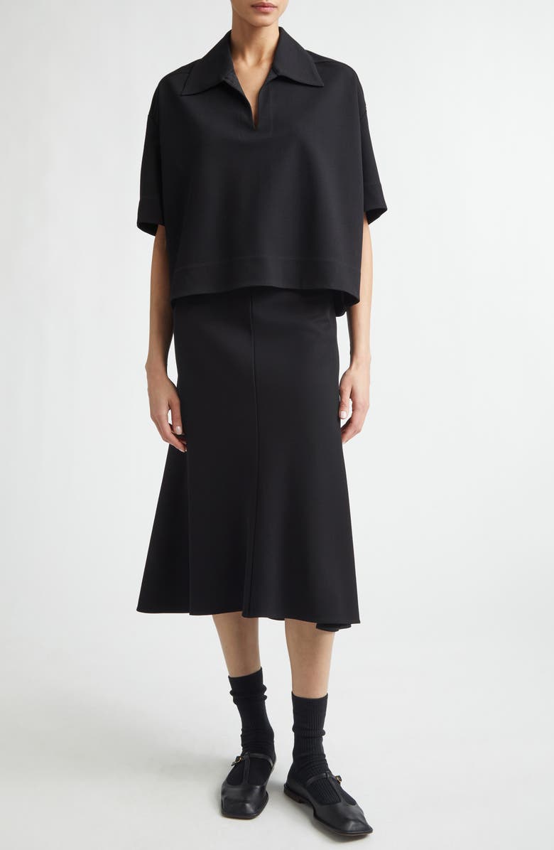 Jil Sander Crop Rib Polo, Alternate, color, Black