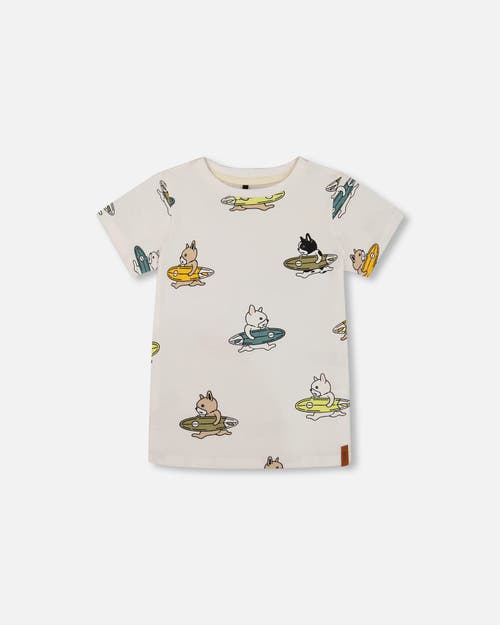 DEUX PAR DEUX DEUX PAR DEUX LITTLE BOY'S PRINTED ORGANIC COTTON TEE MULTICOLORED SPLASH ON OFF-WHITE