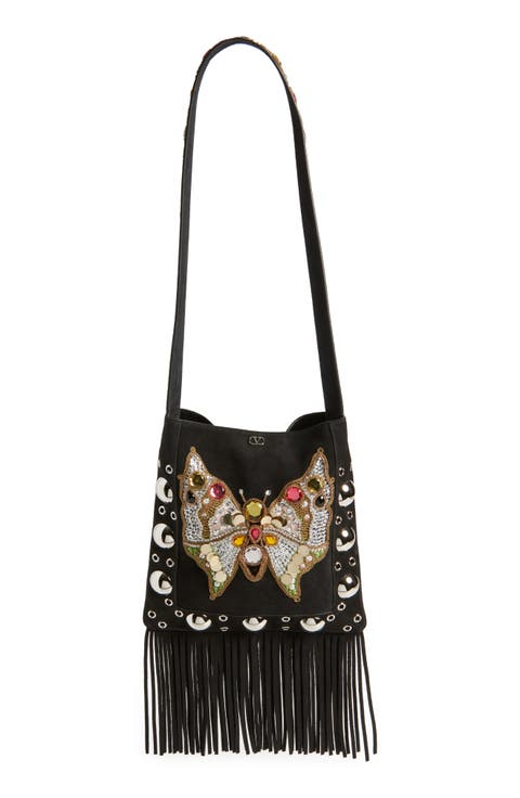 Medium Nellcôte Butterfly Suede Crossbody Bag