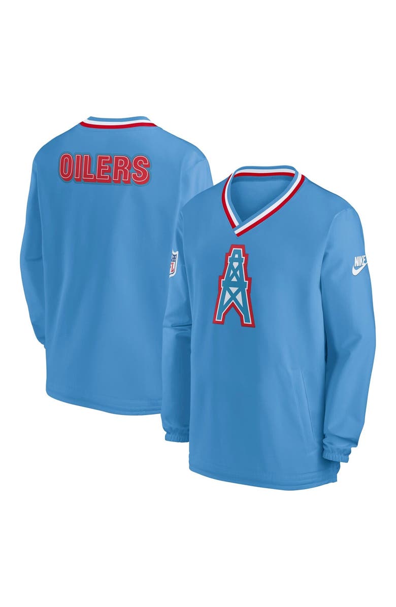 Nike Men's Nike  Light Blue Houston Oilers Gridiron Classics Sideline V-Neck Pullover Windshirt, Main, color, Light Blue