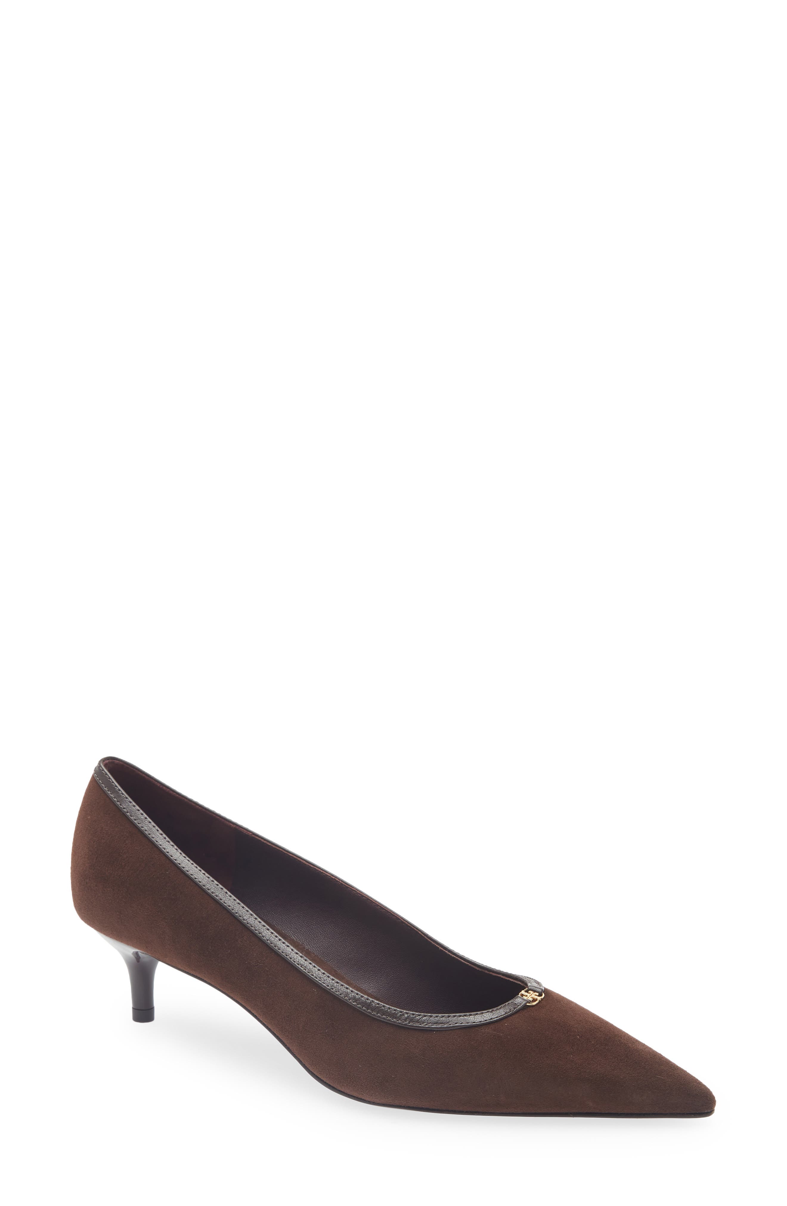 Double T Buckle Kitten Heel Pump, Main, color, DARK COCOA / DARK COCOA