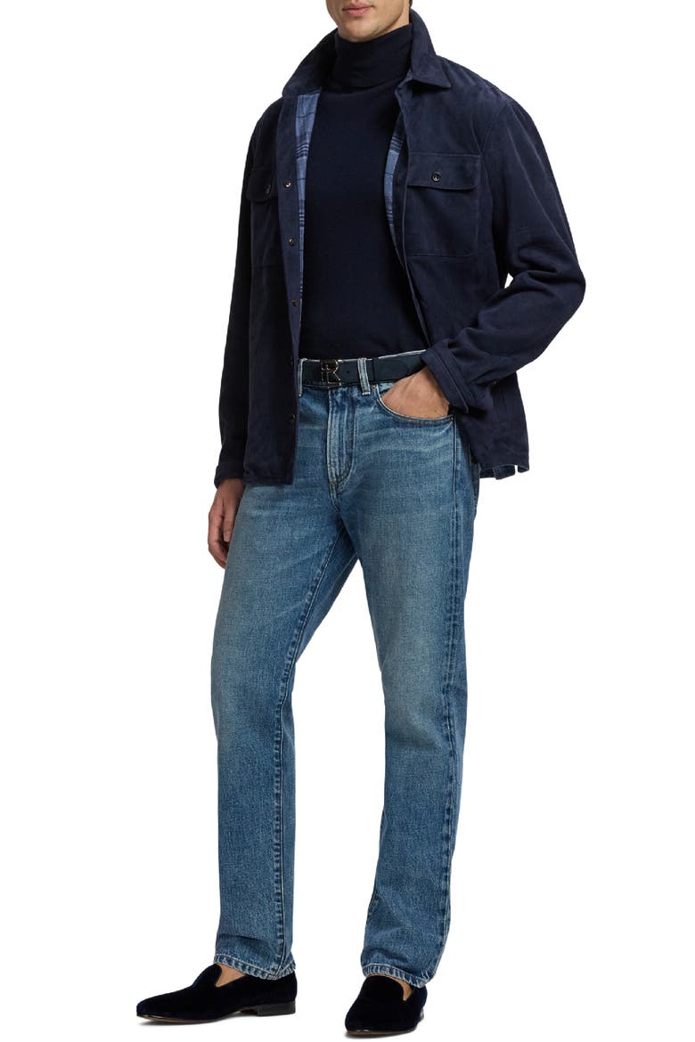 Calloway Insulated Lambskin Suede Shirt Jacket, Alternate, color, RACING NAVY