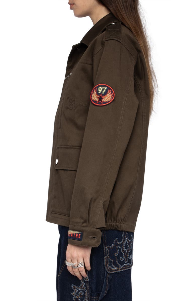 Zadig & Voltaire Cotton Twill Utility Jacket, Alternate, color, Moss