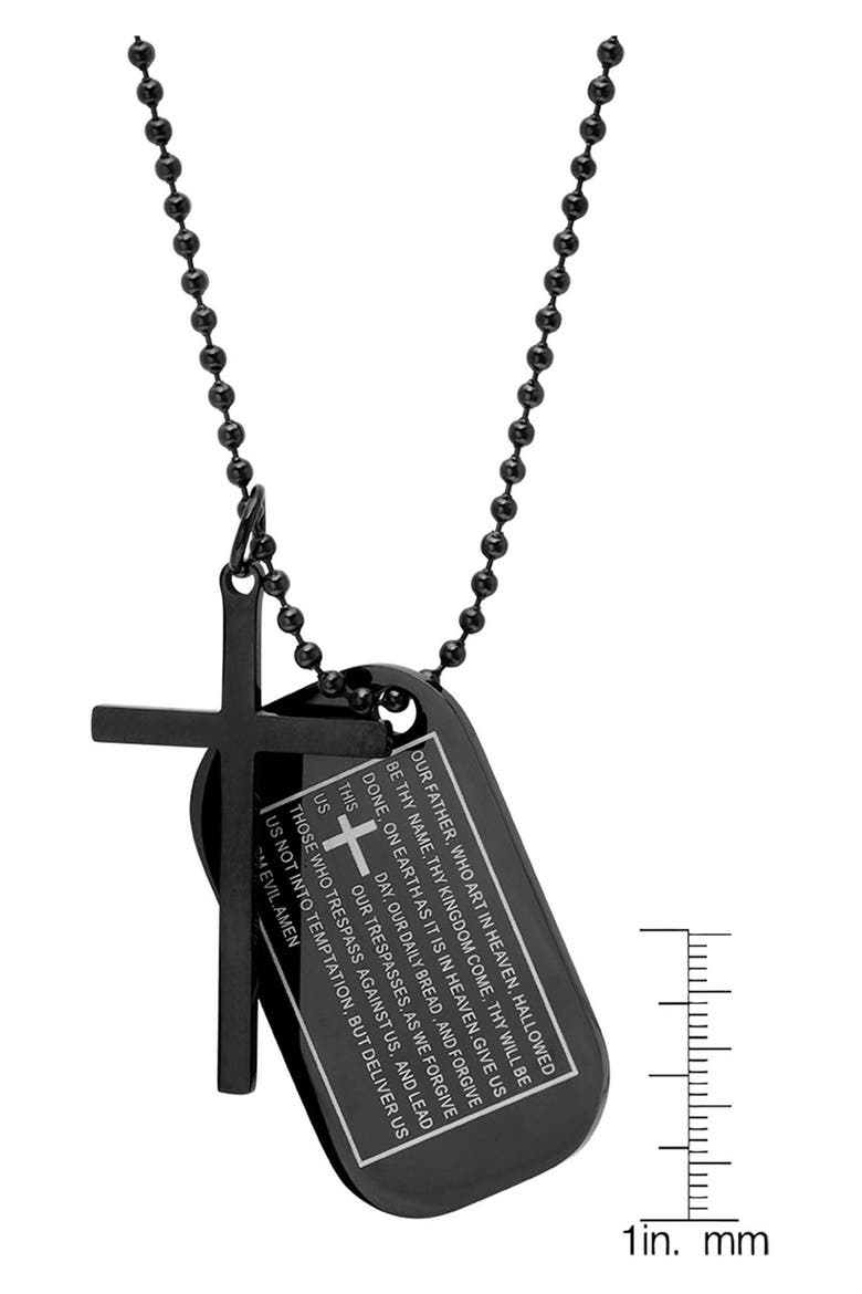 Lord's Prayer Dog Tog Pendant Necklace, Alternate, color, BLACK