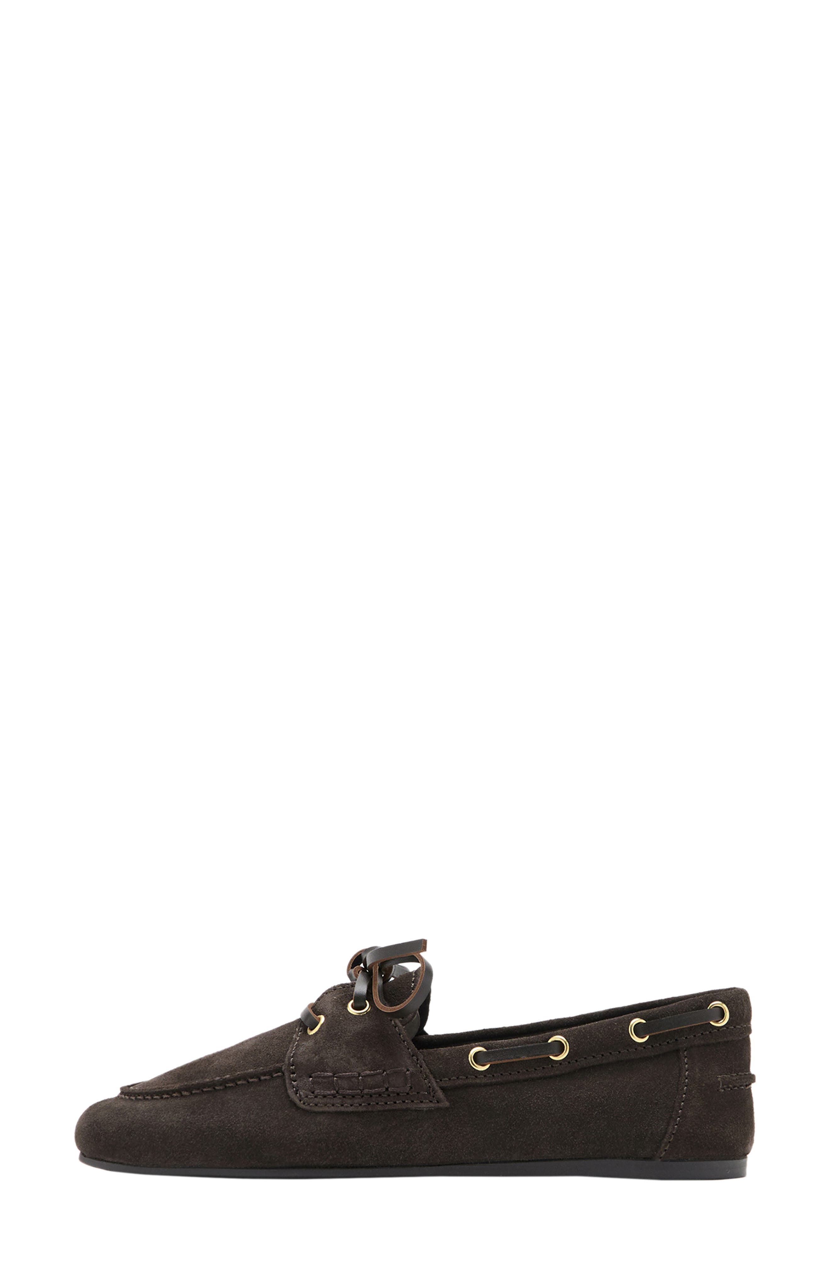 Suede Leather Deck Shoe, Alternate, color, CHOCOLATE