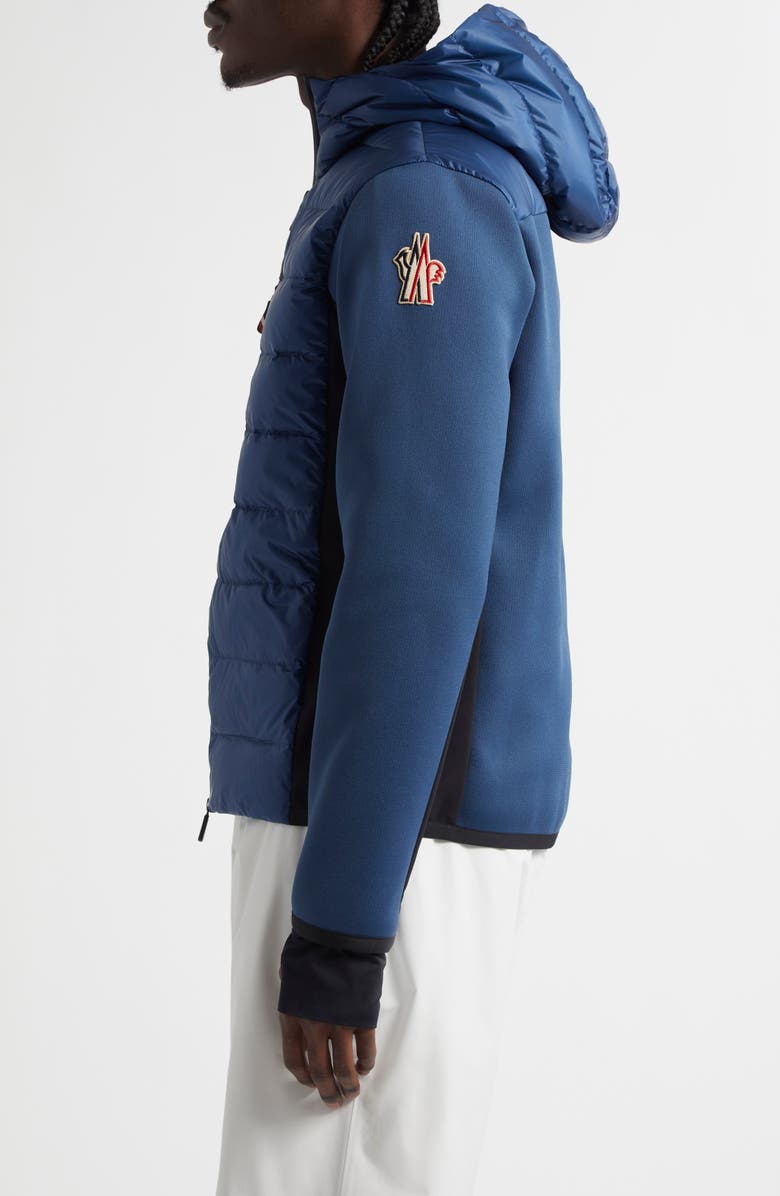 Moncler Grenoble Quilted Down & Knit Hooded Zip Cardigan, Alternate, color,