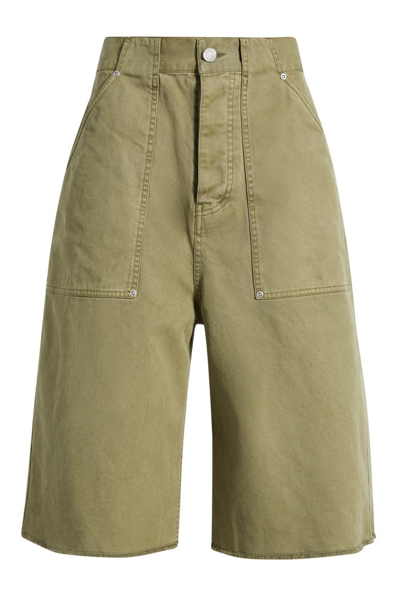 Raw Hem Cotton Twill Bermuda Shorts, Alternate, color, GREEN