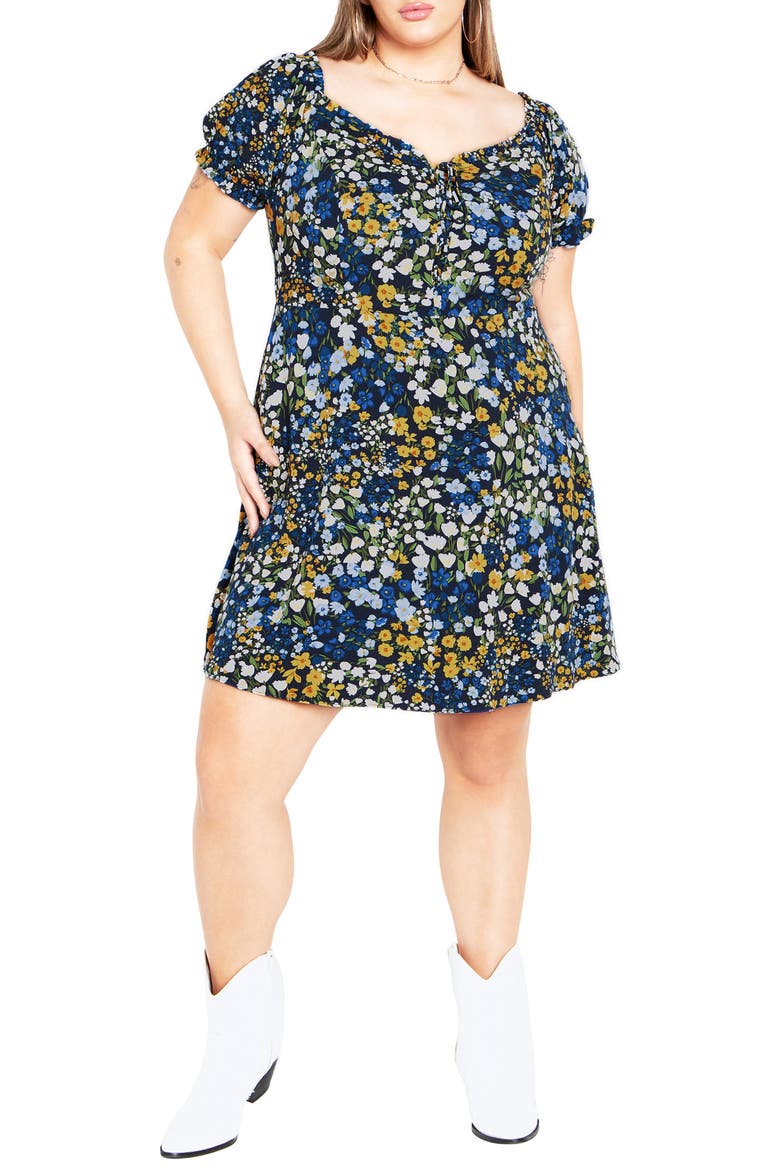 Allie Floral Dress, Main, color, BLUE MEADOW