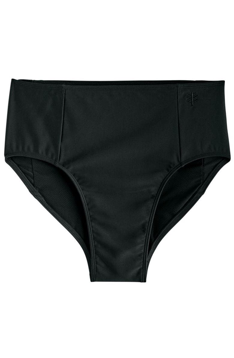 Coolibar Women's High-Rise Swim Bottoms - UPF 50+ Sun Protection - Medley, Alternate, color, Black