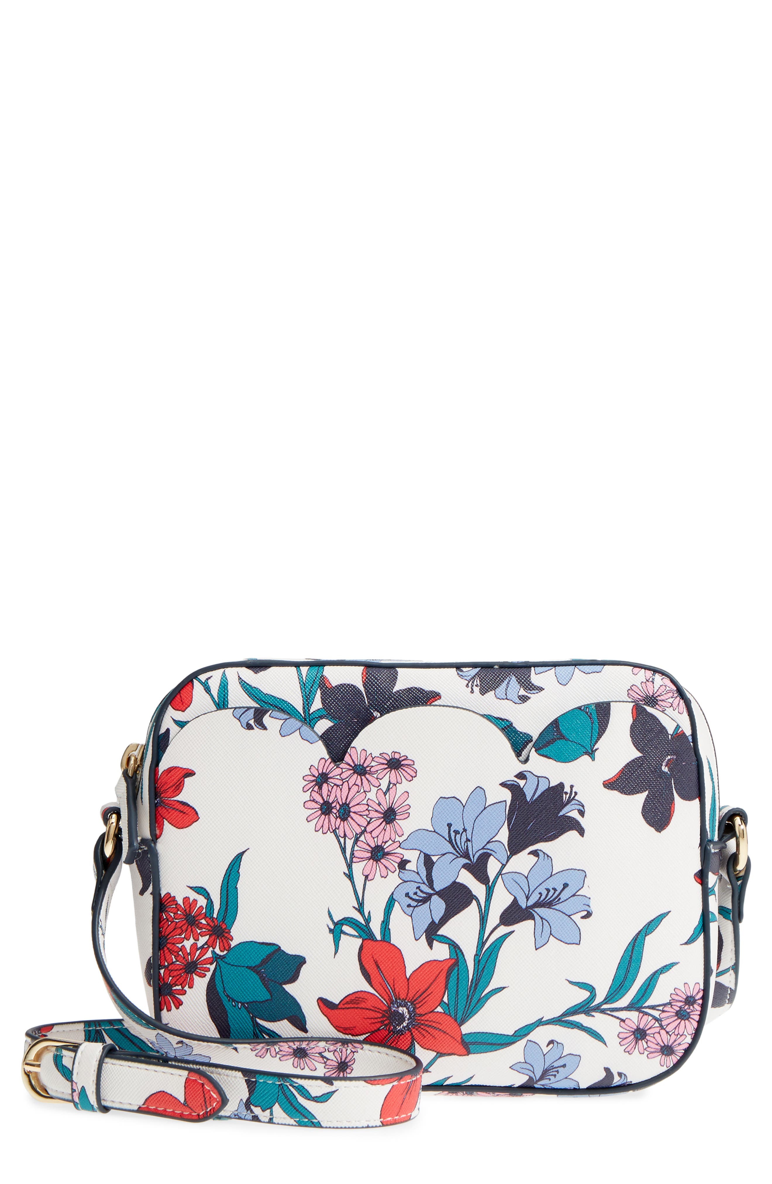 Elliston Floral Faux Leather Camera Bag, Main, color, WILLOW WHITE