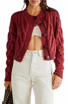 Free People Bonfire Cable Knit Cardigan