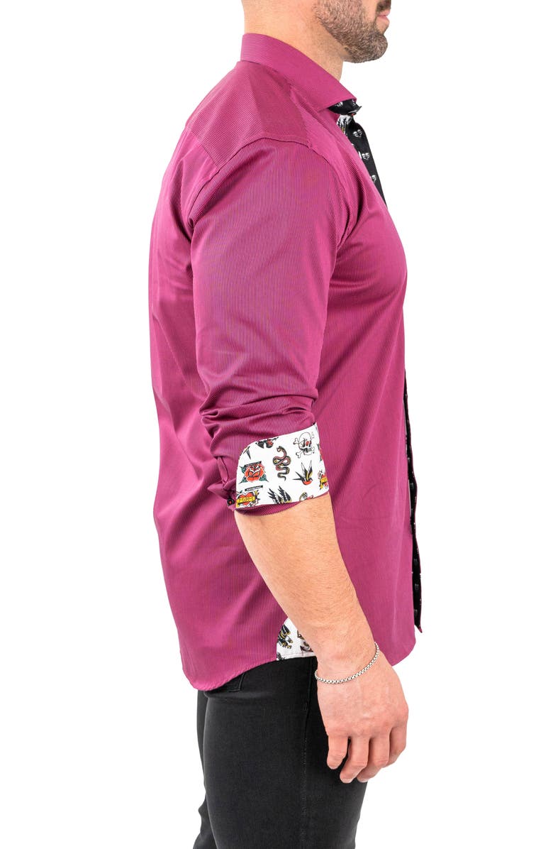 Maceoo Einstein Jacqstripes Purple Button-Up Shirt, Alternate, color, 