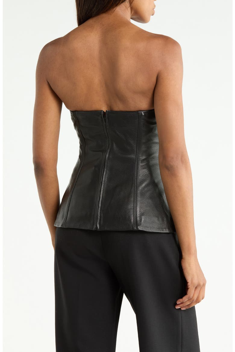 Tyla Leather Bustier Top, Alternate, color, BLACK