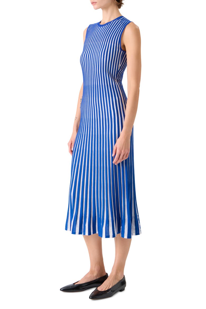 Two-Tone Silk, Wool & Cotton Blend Sweater Dress, Alternate, color, LAPIS BLUE-ECRU