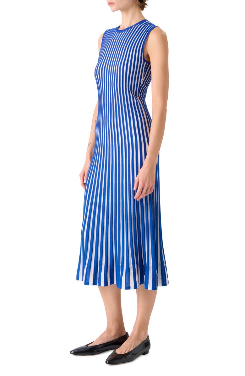 Akris Two-Tone Silk, Wool & Cotton Blend Sweater Dress, Alternate, color, Lapis Blue-Ecru