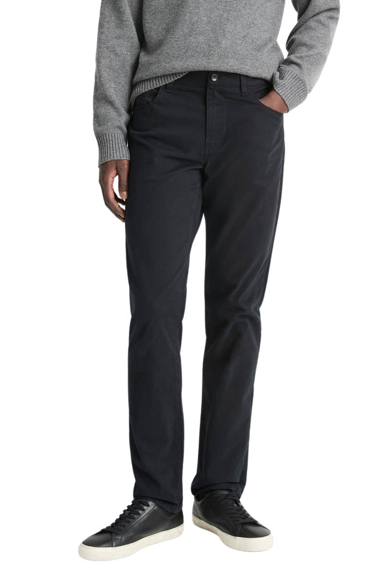 Dylan Slim Fit Peached Stretch Cotton Pants, Main, color, BLACK