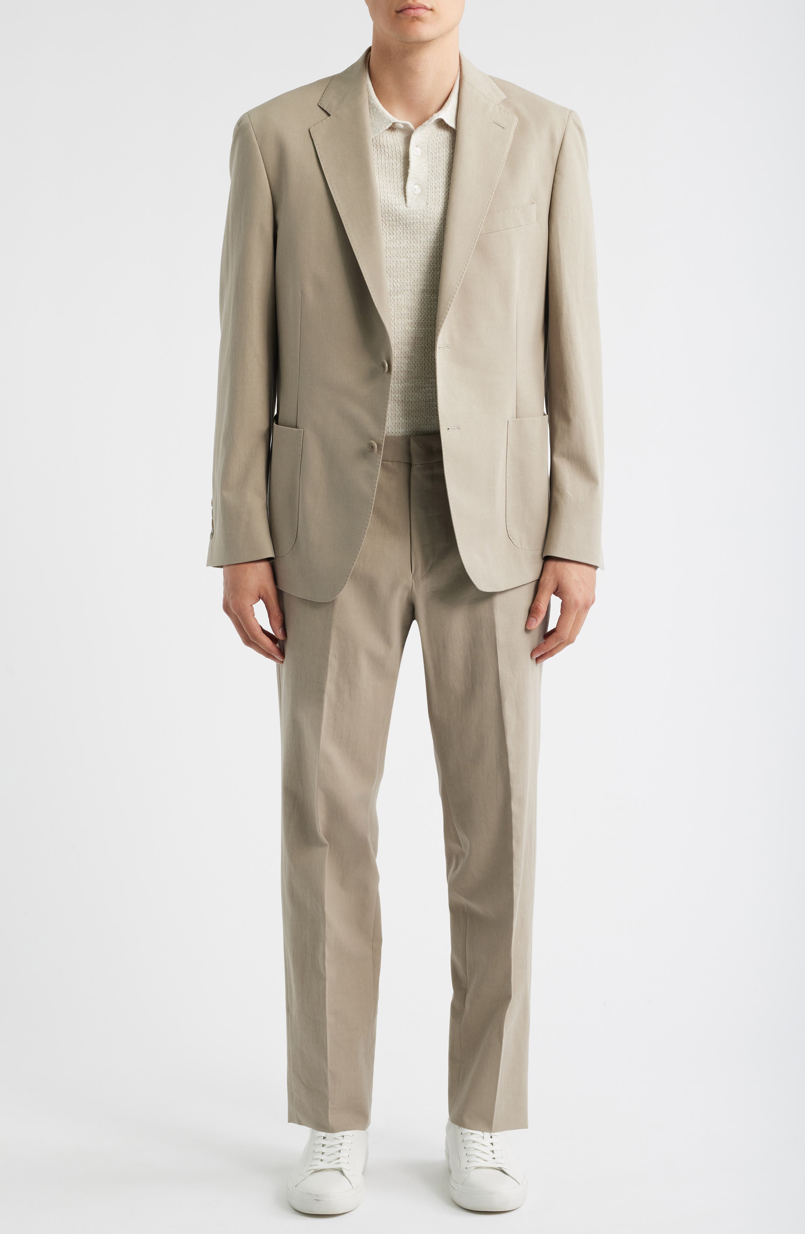 Vince Iker Khaki Cotton Blend Suit